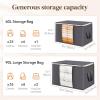 Lifewit 6 Pack Clothes Storage Bag, Foldable Storage Bin Closet Organizer with Reinforced Handle, Sturdy Fabric Blanket Storage with Clear Window, Storage Containers for Clothing, Bedding, Gray(24)