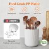 Lifewit 7.5″ Plastic Utensil Holder for Kitchen Counter, Cooking Silverware Caddy with Non-Slip Rotating Base, 3 Compartment Spoon Spatula Cutlery Flatware Organizer with Dry Draining, White, 1 Pack(White)