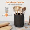 Lifewit 7.5″ Plastic Utensil Holder for Kitchen Counter, Cooking Silverware Caddy with Non-Slip Rotating Base, 3 Compartment Spoon Spatula Cutlery Flatware Organizer with Dry Draining, White, 1 Pack(Black)