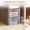Lifewit Clothes Storage Bins with Metal Frame 6 Pack, Fabric Stackable Storage Bags with Lids, Zipper, Foldable Clost Organizers Containers for Clothing, Blanket, Winter Cloth, 40L(4)