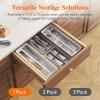 Lifewit Compact Silverware Organizer for Kitchen Drawer, Narrow Flatware Tray Holder, Plastic Cutlery Spoons, Forks and Knives Storage, White&Gray, 1 Pack(Gray&White)