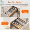 Lifewit Compact Silverware Organizer for Kitchen Drawer, Narrow Flatware Tray Holder, Plastic Cutlery Spoons, Forks and Knives Storage, White&Gray, 1 Pack(Gray&White)
