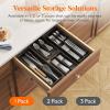 Lifewit Compact Silverware Organizer for Kitchen Drawer, Narrow Flatware Tray Holder, Plastic Cutlery Spoons, Forks and Knives Storage, White&Gray, 1 Pack(Black)
