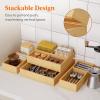 Lifewit Drawer Organizer 15 Pack(33 Grid) with 18 Inserts, Wooden Adjustable Desk Drawer Divider Trays, Storage Bins for Makeup, Kitchen Utensils, Vanity Accessories in Office/Bathroom/Bedroom(15)