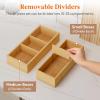 Lifewit Drawer Organizer 15 Pack(33 Grid) with 18 Inserts, Wooden Adjustable Desk Drawer Divider Trays, Storage Bins for Makeup, Kitchen Utensils, Vanity Accessories in Office/Bathroom/Bedroom(10)