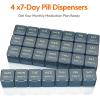 Lifewit Monthly Pill Organizer, 28 Day Pill Box, 4 Weeks One Month Vitamin Cases, Large Compartments Medicine Organizer for Fish Oils, Supplements, 28 Grids, Black(Blue)