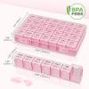 Lifewit Monthly Pill Organizer, 28 Day Pill Box, 4 Weeks One Month Vitamin Cases, Large Compartments Medicine Organizer for Fish Oils, Supplements, 28 Grids, Black(Pink)