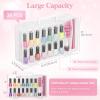 Lifewit Nail Polish Organizer Case for 36 Bottles with 8 Adjustable Sections, Portable Sturdy Gel Nail Polish Storage Holder with 4 Nail Separators, Space Saver for Display Travel, 2 Pack, Clear(1)