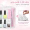 Lifewit Nail Polish Organizer Case for 36 Bottles with 8 Adjustable Sections, Portable Sturdy Gel Nail Polish Storage Holder with 4 Nail Separators, Space Saver for Display Travel, 2 Pack, Clear(1)