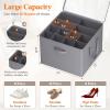 Lifewit Shoe Storage Organizer for Closet, Fabric Large Shoe Box Storage Containers with Clear Cover, Foldable Bins for Boots Heels Sneakers Fits 24-32 Pairs (Each 12-16 Pairs) 2 Pack Gray(Gray)