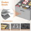 Lifewit Shoe Storage Organizer for Closet, Fabric Large Shoe Box Storage Containers with Clear Cover, Foldable Bins for Boots Heels Sneakers Fits 24-32 Pairs (Each 12-16 Pairs) 2 Pack Gray(Light Gray)