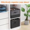 Lifewit Shoe Storage Organizer for Closet, Fabric Large Shoe Box Storage Containers with Clear Cover, Foldable Bins for Boots Heels Sneakers Fits 24-32 Pairs (Each 12-16 Pairs) 2 Pack Gray(Gray and Black)
