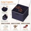 Lifewit Shoe Storage Organizer for Closet, Fabric Large Shoe Box Storage Containers with Clear Cover, Foldable Bins for Boots Heels Sneakers Fits 24-32 Pairs (Each 12-16 Pairs) 2 Pack Gray(Blue)