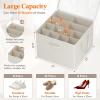 Lifewit Shoe Storage Organizer for Closet, Fabric Large Shoe Box Storage Containers with Clear Cover, Foldable Bins for Boots Heels Sneakers Fits 24-32 Pairs (Each 12-16 Pairs) 2 Pack Gray(White)