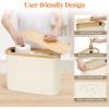 Lifewit Toilet Paper Storage Holder for 12 to 16 Rolls, Free Standing Toilet Paper Basket Stand with Bamboo Lid, Collapsible Fabric Bathroom Organizer Box for Mega Rolls, 30L, Extra Large, White(White)