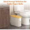 Lifewit Toilet Paper Storage Holder for 12 to 16 Rolls, Free Standing Toilet Paper Basket Stand with Bamboo Lid, Collapsible Fabric Bathroom Organizer Box for Mega Rolls, 30L, Extra Large, White(Beige)
