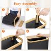 Lifewit Toilet Paper Storage Holder for 12 to 16 Rolls, Free Standing Toilet Paper Basket Stand with Bamboo Lid, Collapsible Fabric Bathroom Organizer Box for Mega Rolls, 30L, Extra Large, White(Dark Gray)