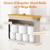 Lifewit Toilet Paper Storage Holder for 12 to 16 Rolls, Free Standing Toilet Paper Basket Stand with Bamboo Lid, Collapsible Fabric Bathroom Organizer Box for Mega Rolls, 30L, Extra Large, White(Beige)