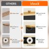 Lifewit Toilet Paper Storage Holder for 12 to 16 Rolls, Free Standing Toilet Paper Basket Stand with Bamboo Lid, Collapsible Fabric Bathroom Organizer Box for Mega Rolls, 30L, Extra Large, White(Black)