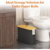 Lifewit Toilet Paper Storage Holder for 12 to 16 Rolls, Free Standing Toilet Paper Basket Stand with Bamboo Lid, Collapsible Fabric Bathroom Organizer Box for Mega Rolls, 30L, Extra Large, White(Dark Gray)