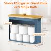 Lifewit Toilet Paper Storage Holder for 12 to 16 Rolls, Free Standing Toilet Paper Basket Stand with Bamboo Lid, Collapsible Fabric Bathroom Organizer Box for Mega Rolls, 30L, Extra Large, White(Dark Blue)