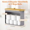Lifewit Toilet Paper Storage Holder for 12 to 16 Rolls, Free Standing Toilet Paper Basket Stand with Bamboo Lid, Collapsible Fabric Bathroom Organizer Box for Mega Rolls, 30L, Extra Large, White(Gray)