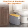 Lifewit Toilet Paper Storage Holder for 12 to 16 Rolls, Free Standing Toilet Paper Basket Stand with Bamboo Lid, Collapsible Fabric Bathroom Organizer Box for Mega Rolls, 30L, Extra Large, White(Gray)