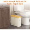 Lifewit Toilet Paper Storage Holder for 12 to 16 Rolls, Free Standing Toilet Paper Basket Stand with Bamboo Lid, Collapsible Fabric Bathroom Organizer Box for Mega Rolls, 30L, Extra Large, White(White)