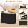 Lifewit Toilet Paper Storage Holder for 12 to 16 Rolls, Free Standing Toilet Paper Basket Stand with Bamboo Lid, Collapsible Fabric Bathroom Organizer Box for Mega Rolls, 30L, Extra Large, White(Black)