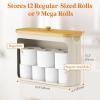 Lifewit Toilet Paper Storage Holder for 12 to 16 Rolls, Free Standing Toilet Paper Basket Stand with Bamboo Lid, Collapsible Fabric Bathroom Organizer Box for Mega Rolls, 30L, Extra Large, White(White)