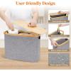 Lifewit Toilet Paper Storage Holder for 12 to 16 Rolls, Free Standing Toilet Paper Basket Stand with Bamboo Lid, Collapsible Fabric Bathroom Organizer Box for Mega Rolls, 30L, Extra Large, White(Gray)