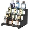 Lifewit 4 Tier Perfume Stand Organizer for Women, Plastic Display Riser, Tool-Free Assembly, Fragrance Makeup Cosmetics Shelf for Vanity Bedroom Bathroom Storage Organization, Clear, 9 Inch, 1 Pcs(Black)