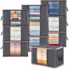 Lifewit 6 Pack Clothes Storage Bag, Foldable Storage Bin Closet Organizer with Reinforced Handle, Sturdy Fabric Blanket Storage with Clear Window, Storage Containers for Clothing, Bedding, Gray(10)