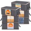 Lifewit 6 Pack Clothes Storage Bag, Foldable Storage Bin Closet Organizer with Reinforced Handle, Sturdy Fabric Blanket Storage with Clear Window, Storage Containers for Clothing, Bedding, Gray(6)