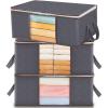 Lifewit 6 Pack Clothes Storage Bag, Foldable Storage Bin Closet Organizer with Reinforced Handle, Sturdy Fabric Blanket Storage with Clear Window, Storage Containers for Clothing, Bedding, Gray(3)