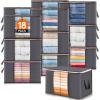 Lifewit 6 Pack Clothes Storage Bag, Foldable Storage Bin Closet Organizer with Reinforced Handle, Sturdy Fabric Blanket Storage with Clear Window, Storage Containers for Clothing, Bedding, Gray(18)