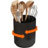 Lifewit 7.5″ Plastic Utensil Holder for Kitchen Counter, Cooking Silverware Caddy with Non-Slip Rotating Base, 3 Compartment Spoon Spatula Cutlery Flatware Organizer with Dry Draining, White, 1 Pack(Black)