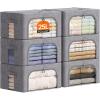Lifewit Clothes Storage Bins with Metal Frame, Stackable Storage Box, Foldable Clothing Storage Bins with Lids, 40L Storage Bags Fabric Box Organizer with Clear Window＆ Zippers＆ Sturdy Handles 4 Pack(6)