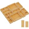 Lifewit Drawer Organizer 15 Pack(33 Grid) with 18 Inserts, Wooden Adjustable Desk Drawer Divider Trays, Storage Bins for Makeup, Kitchen Utensils, Vanity Accessories in Office/Bathroom/Bedroom(10)