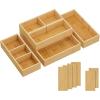 Lifewit Drawer Organizer 15 Pack(33 Grid) with 18 Inserts, Wooden Adjustable Desk Drawer Divider Trays, Storage Bins for Makeup, Kitchen Utensils, Vanity Accessories in Office/Bathroom/Bedroom(5)