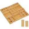 Lifewit Drawer Organizer 15 Pack(33 Grid) with 18 Inserts, Wooden Adjustable Desk Drawer Divider Trays, Storage Bins for Makeup, Kitchen Utensils, Vanity Accessories in Office/Bathroom/Bedroom(15)