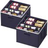 Lifewit Shoe Storage Organizer for Closet, Fabric Large Shoe Box Storage Containers with Clear Cover, Foldable Bins for Boots Heels Sneakers Fits 24-32 Pairs (Each 12-16 Pairs) 2 Pack Gray(Blue)