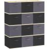 Lifewit Storage Cubes, Foldable Decorative Fabric Storage Baskets for Organizing Home Organizers with Handles for Shelves, Closet, 11 Inch Bins, 18L Gray, 12 Packs(Gray&Black)