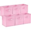Lifewit Storage Cubes, Foldable Decorative Fabric Storage Baskets for Organizing Home Organizers with Handles for Shelves, Closet, 11 Inch Bins, 18L Gray, 12 Packs(Pink)