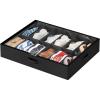 Lifewit Under Bed Shoe Storage Organizer Set of 2, 4.3 Inches Tall Low Profile Fabric Shoes Container Box with Clear Cover, Foldable Storage Bag with 2 Handles, Total Fits 24 Pairs of Shoes, Grey(Black)