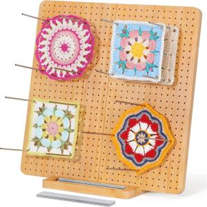 Lifewit 11.8″ Crochet Blocking Board with 20 Pegs, Bamboo Granny Square Blocking Board for Crochet Projects, Blocking Mats for Knitting, Crocheting Accessories Gifts for Crocheters(14.4″)