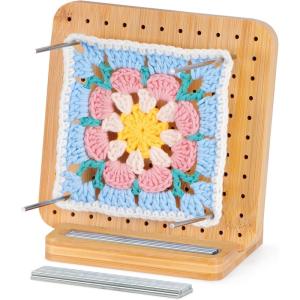 Lifewit 11.8″ Crochet Blocking Board with 20 Pegs, Bamboo Granny Square Blocking Board for Crochet Projects, Blocking Mats for Knitting, Crocheting Accessories Gifts for Crocheters(5.9″)