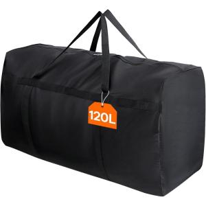 Lifewit 120L Extra Large Storage Duffle Bag for Traveling, Foldable Moving Bags with Zippers and Handles, Heavy Duty Storage Bags Big Totes for Travel, Camping, Storage Bins with Lids for Luggage(1)
