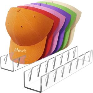 Lifewit 3 Pack Hat Organizer for Baseball Caps, Hat Storage Rack for 21 Ball Caps, Hat Stand Shelf for Trucker Hat and Golf Cap in Closet, Bedroom, Dresser, Clear(Clear)