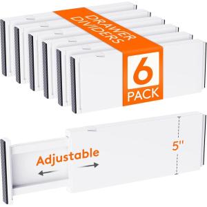 Lifewit 5 Pack Clothes Drawer Dividers 2.36″ High, 11″-17″ Adjustable Drawer Organizer for Clothing/Makeup, Plastic Expandable Separators in Kitchen/Dresser/Bathroom/Office Organization & Storage(6)
